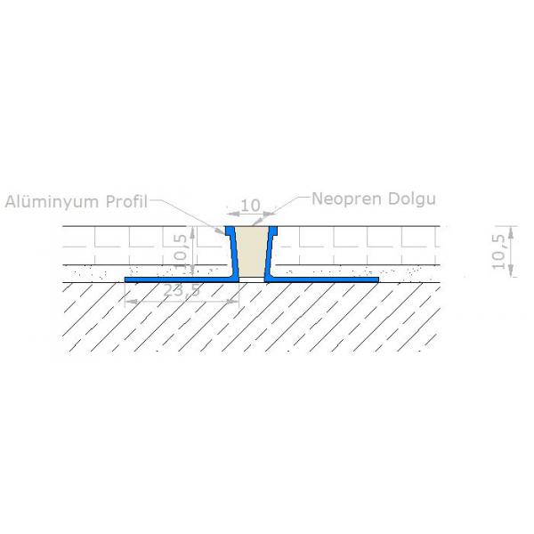 Genleşme Derz Profili Alüminyum  Neopren Dolgulu AL-G1020